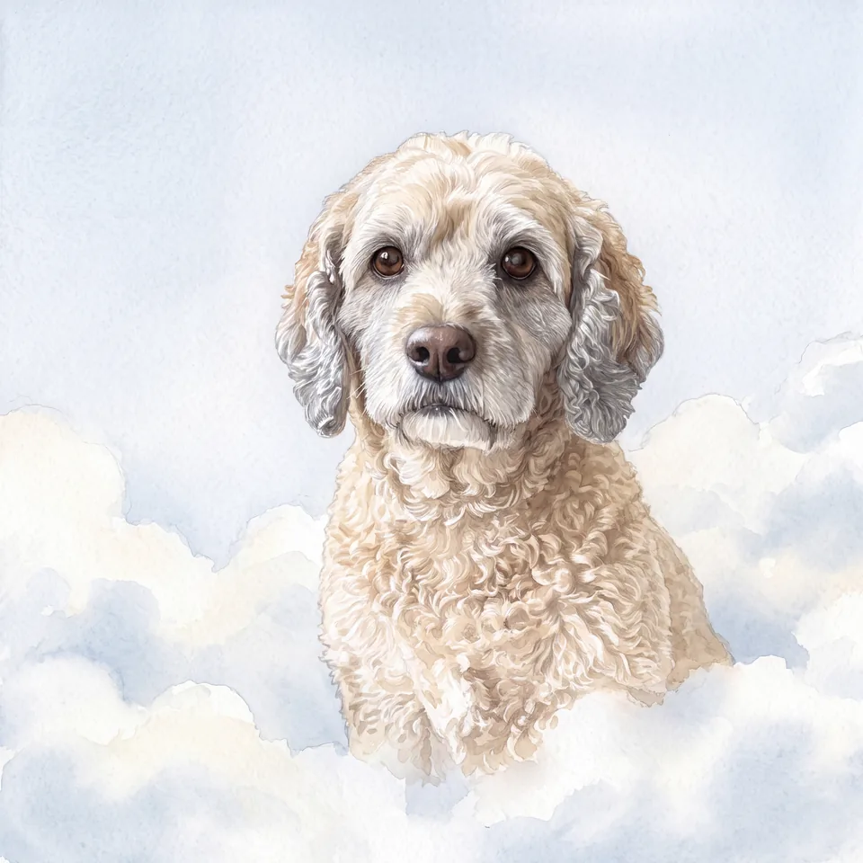 Forever Light memorial portrait of a senior Cavoodle