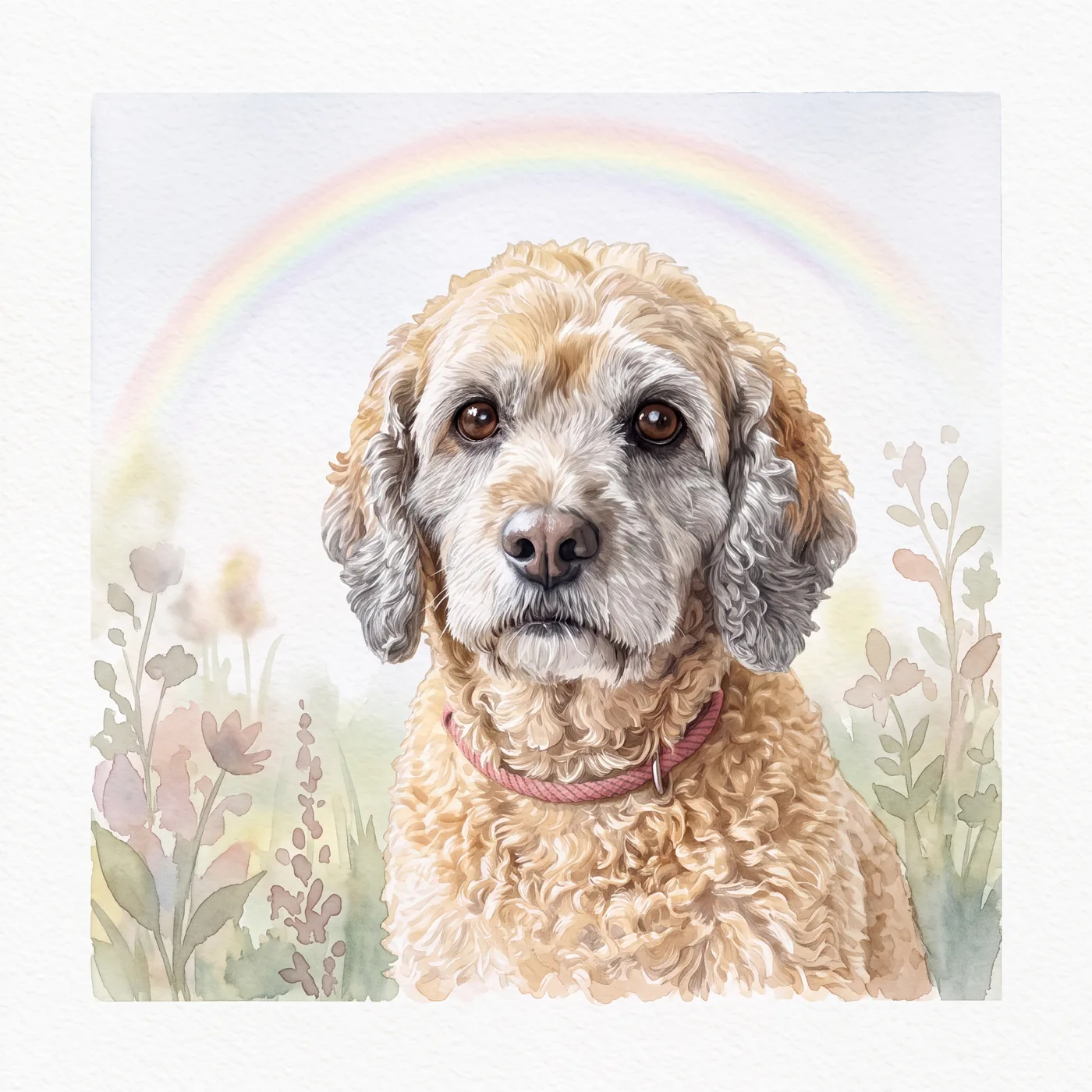 Rainbow Bridge memorial portrait of a senior Cavoodle