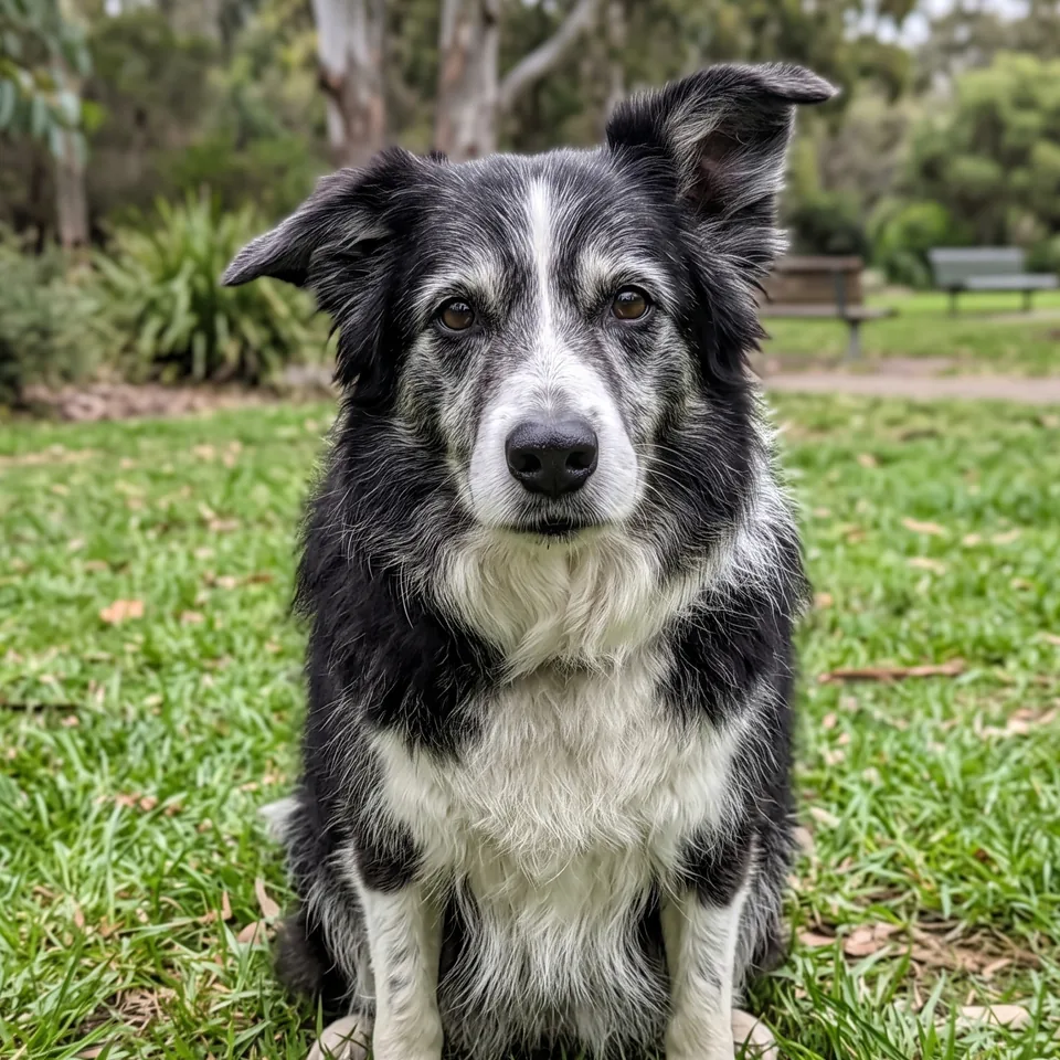 Senior Border Collie photo used for the memorial example